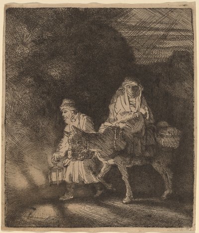 La fuga in Egitto: una scena notturna da Rembrandt van Rijn