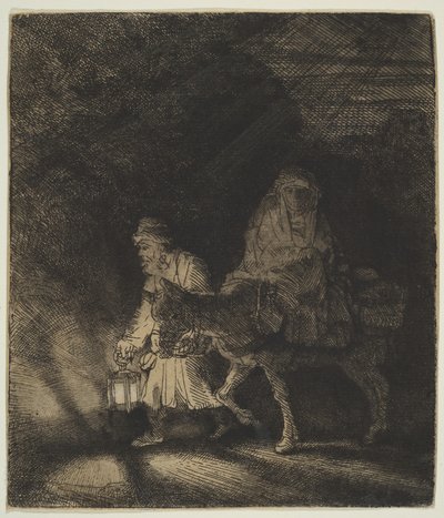 La fuga in Egitto: una scena notturna da Rembrandt van Rijn