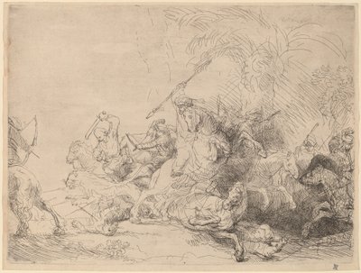 La Grande Caccia al Leone da Rembrandt van Rijn