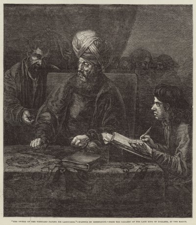 Il proprietario della vigna che paga i suoi lavoratori da Rembrandt van Rijn