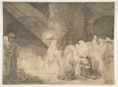 La presentazione al tempio: Tavola oblungo da Rembrandt van Rijn