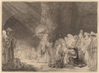 La presentazione al tempio: stampa oblonga da Rembrandt van Rijn