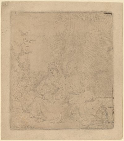 Il riposo durante la fuga: Leggermente inciso, 1645 da Rembrandt van Rijn