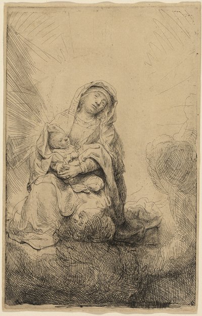 La Vergine e il Bambino tra le nuvole da Rembrandt van Rijn