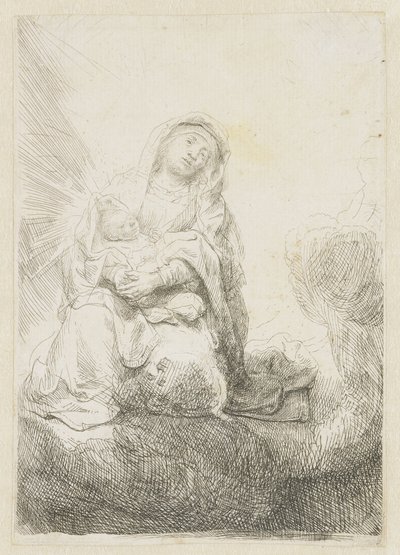 La Vergine e il Bambino tra le nuvole da Rembrandt van Rijn