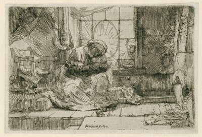 La Vergine e il Bambino con il gatto e il serpente da Rembrandt van Rijn