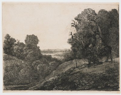 La fuga in Egitto: piastra alterata da Seghers da Rembrandt van Rijn