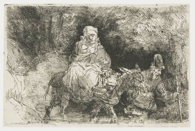 La fuga in Egitto attraversando un ruscello da Rembrandt van Rijn