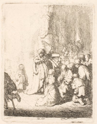 La presentazione al tempio (con l’angelo): piccola tavola da Rembrandt van Rijn