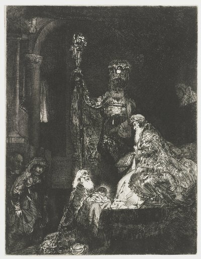 La presentazione al tempio in chiaroscuro da Rembrandt van Rijn
