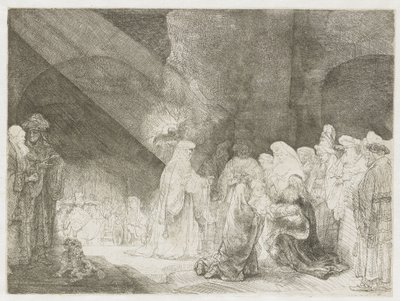 La presentazione al tempio: stampa di forma oblunga da Rembrandt van Rijn