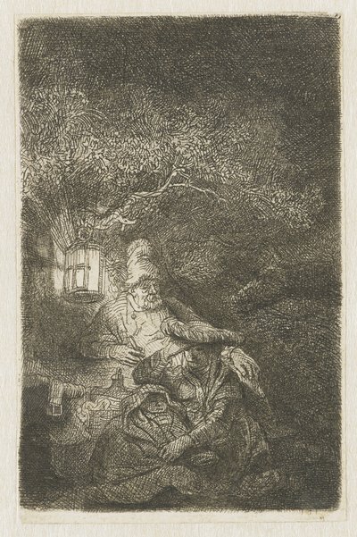 Il riposo durante la fuga in Egitto: una scena notturna da Rembrandt van Rijn