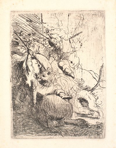 La piccola caccia al leone (con un leone) da Rembrandt van Rijn