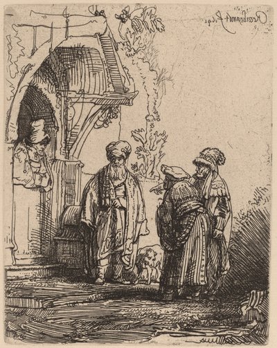 Tre Figure Orientali (Giacobbe e Labano?) da Rembrandt van Rijn