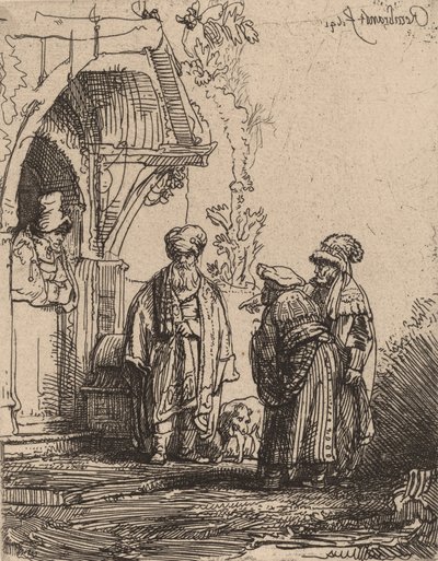 Tre figure orientali Giacobbe e Labano, 1641 da Rembrandt van Rijn