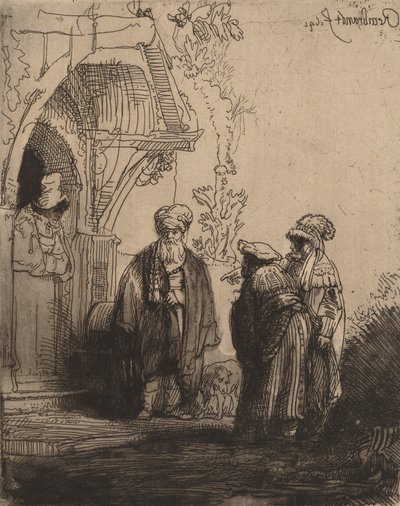 Tre figure orientali Giacobbe e Labano da Rembrandt van Rijn