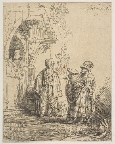 Tre Figure Orientali Giacobbe e Labano da Rembrandt van Rijn