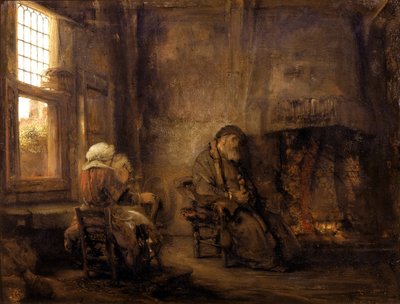 Tobia e Anna in attesa del ritorno del figlio, 1659 da Rembrandt van Rijn