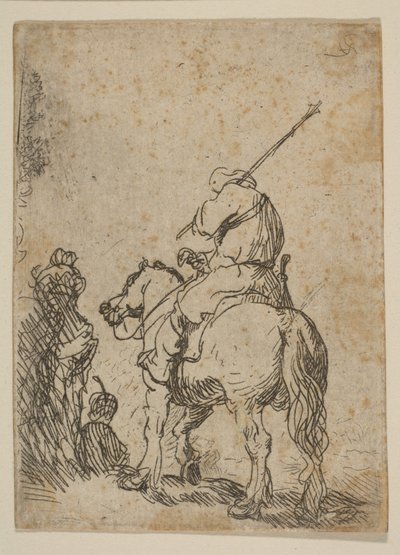 Soldato con turbante a cavallo da Rembrandt van Rijn