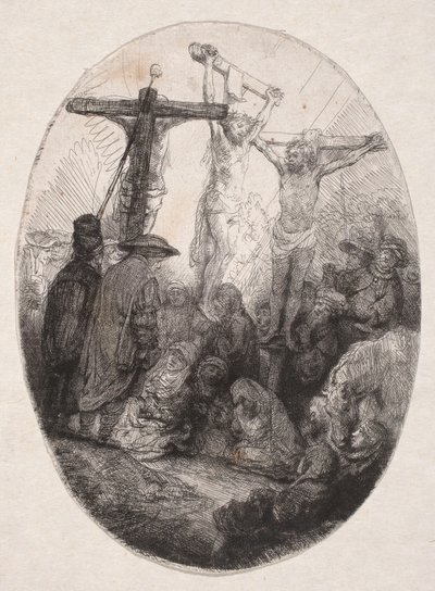 Crocifissione tra due malfattori (piastra ovale) da Rembrandt van Rijn