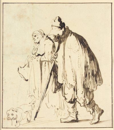 Coppia di vagabondi con un cane da Rembrandt van Rijn