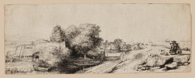 Veduta della Diemerdijk con un lattaio e cottage da Rembrandt van Rijn