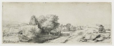 Veduta del Diemerdijk con un lattaio e alcune casette da Rembrandt van Rijn