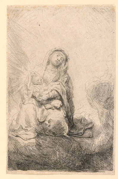 Vergine e bambino tra le nuvole da Rembrandt van Rijn