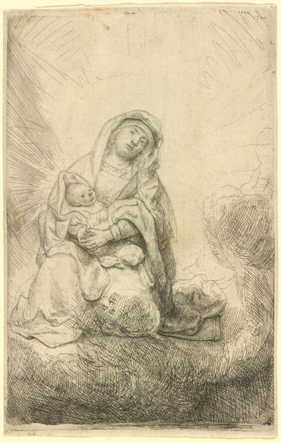 La Vergine con il Bambino tra le nuvole da Rembrandt van Rijn