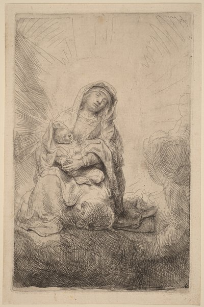 La Vergine con il Bambino tra le nuvole da Rembrandt van Rijn