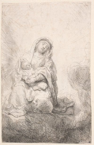 La Vergine con il Bambino tra le nuvole da Rembrandt van Rijn