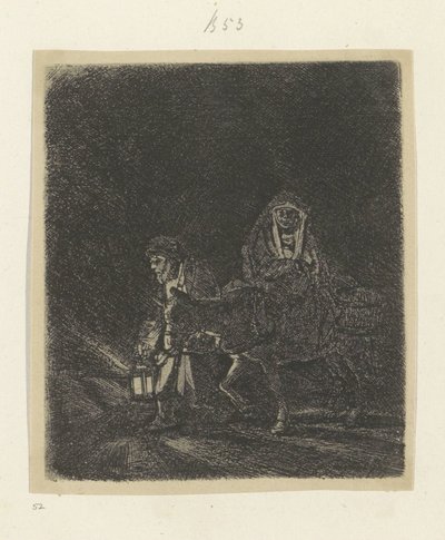 Fuga in Egitto: scena notturna da Rembrandt van Rijn