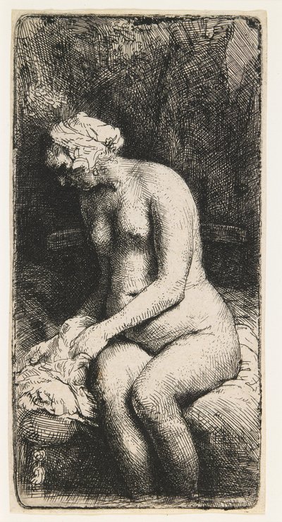Donna che si lava i piedi in un ruscello da Rembrandt van Rijn