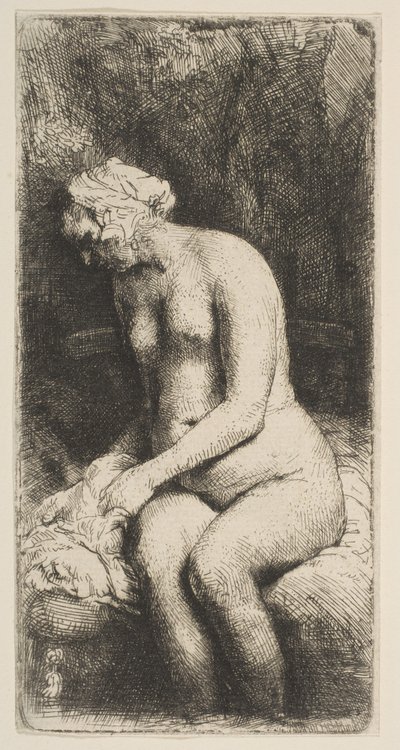 Donna che si lava i piedi a un ruscello da Rembrandt van Rijn