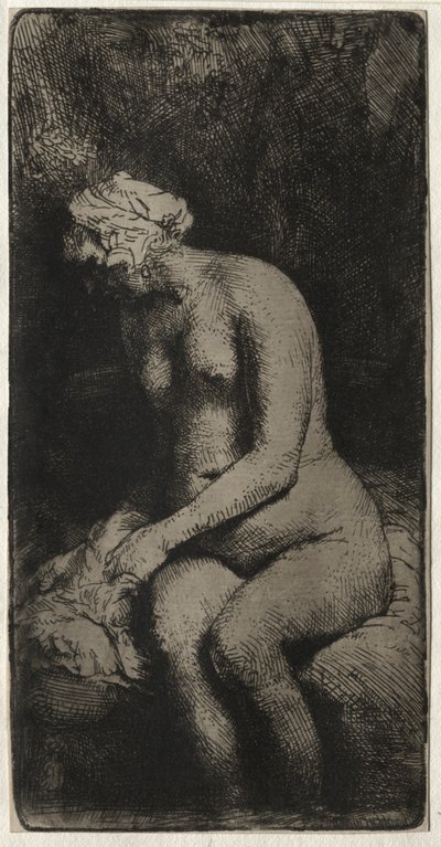 Donna che si lava i piedi in un ruscello da Rembrandt van Rijn