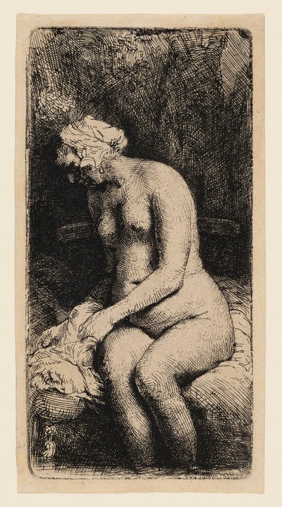 Donna che si lava i piedi in un ruscello da Rembrandt van Rijn