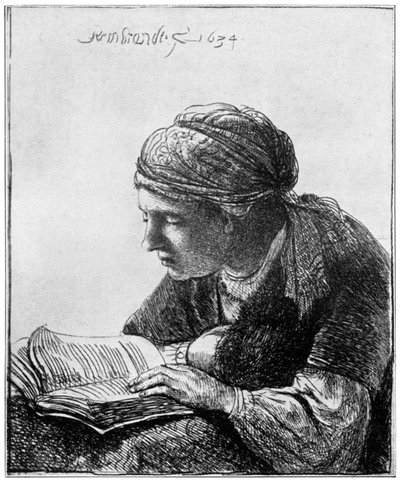 Donna che legge, 1634, 1912 da Rembrandt van Rijn