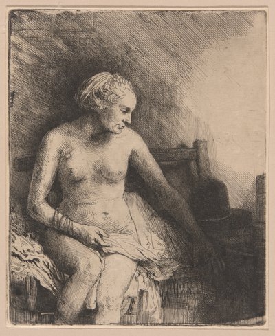 Donna al Bagno con un Cappello Accanto da Rembrandt van Rijn