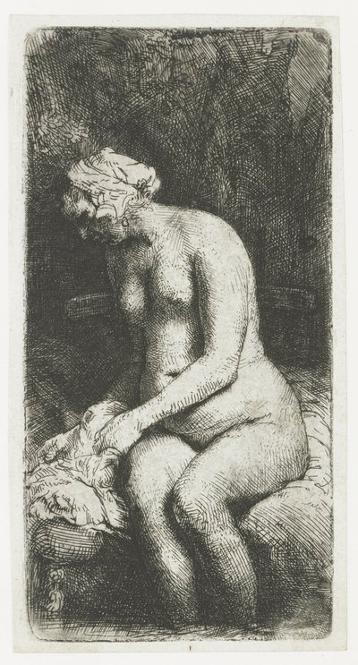 Donna che si lava i piedi in un ruscello da Rembrandt van Rijn