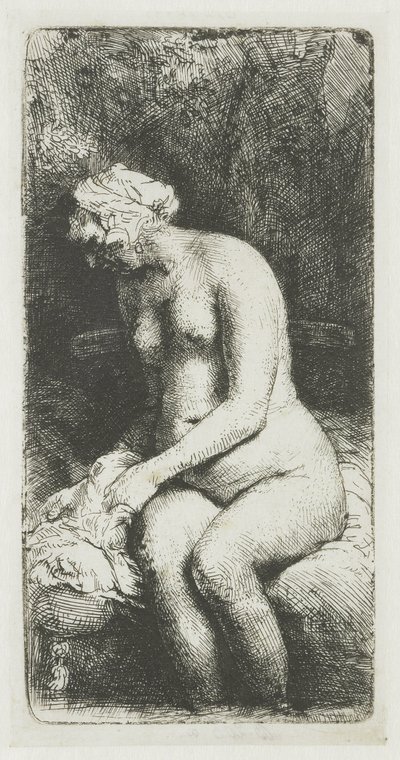 Donna che si lava i piedi in un ruscello da Rembrandt van Rijn