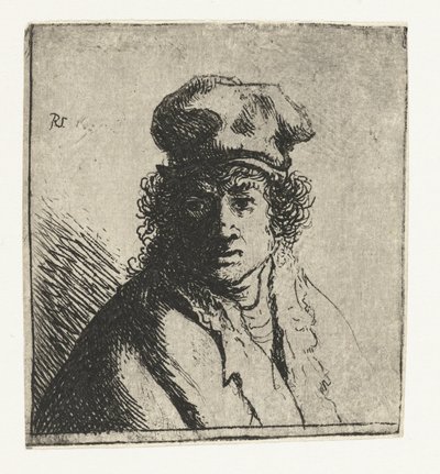 Giovane uomo con cappello: busto da Rembrandt van Rijn