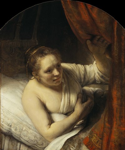 Giovane donna a letto da Rembrandt van Rijn