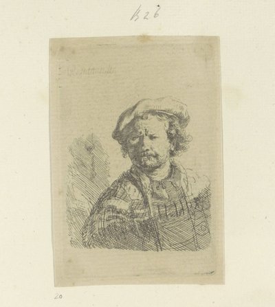 Autoritratto con berretto e mantello decorato da Rembrandt van Rijn