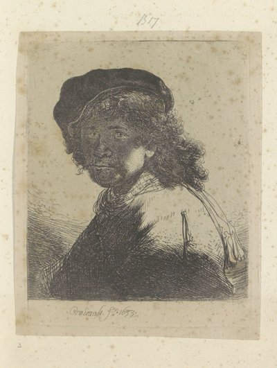 Autoritratto con berretto e sciarpa, il viso in ombra da Rembrandt van Rijn