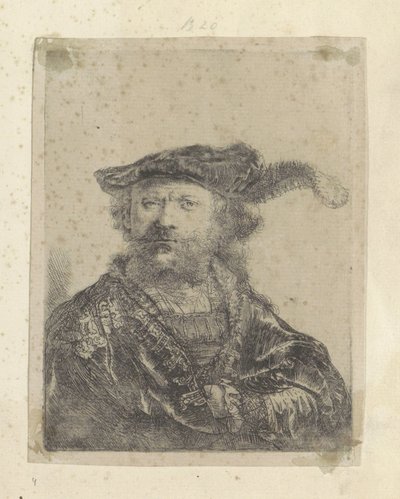 Autoritratto con berretto di velluto piumato da Rembrandt van Rijn