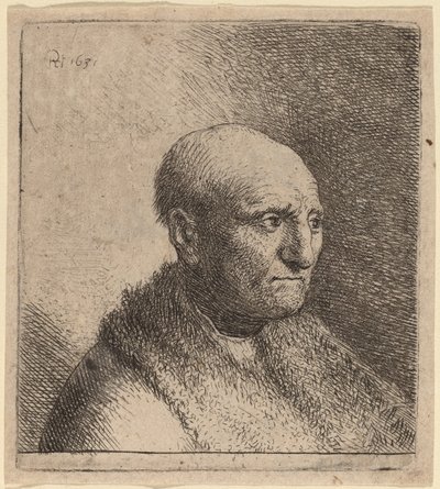 Uomo calvo in un mantello di pelliccia da Rembrandt van Rijn and Studio of Rembrandt