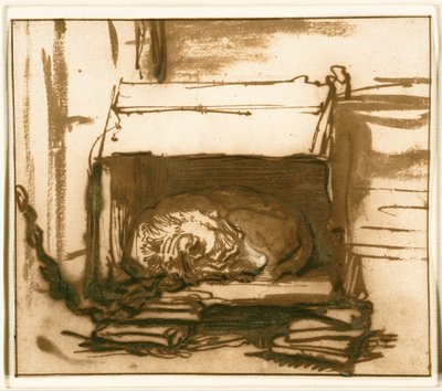 Cane da guardia che dorme da Rembrandt van Rijn