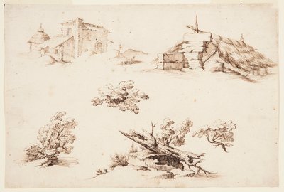 Schizzi di edifici e alberi da Remigio Cantagallina