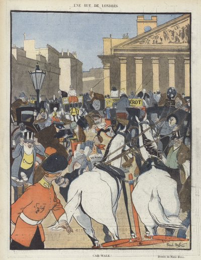 Una strada di Londra. Illustrazione per Le Rire da René Bull