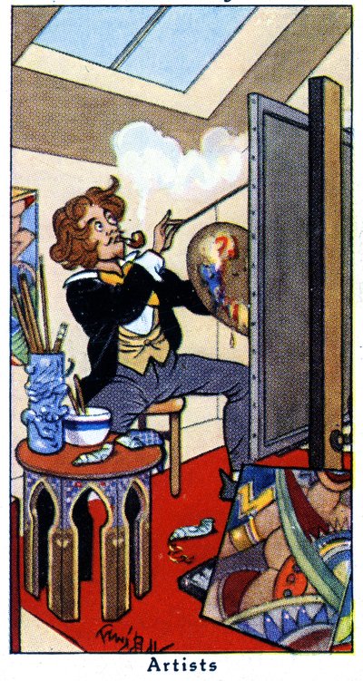 Un artista che dipinge nel suo studio, 1936 da René Bull